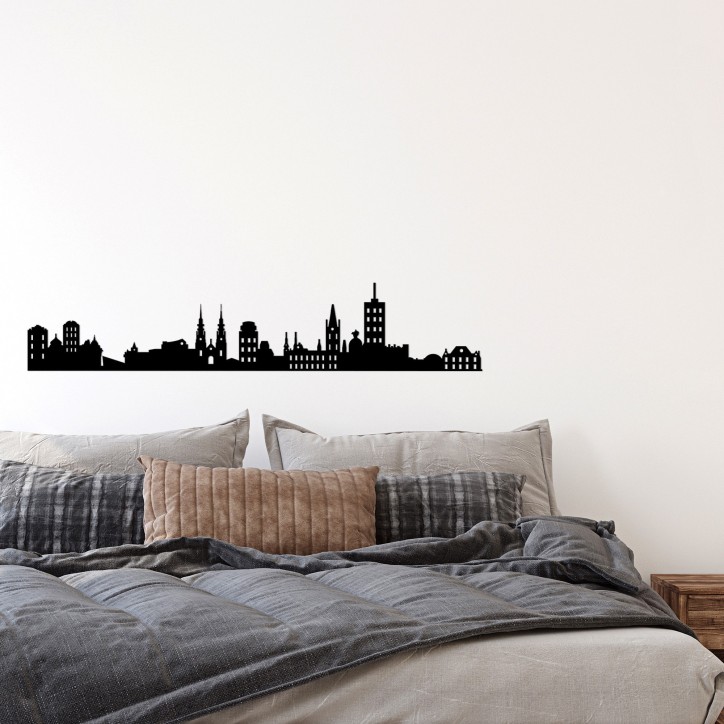 Decoración pared de metal Ottowa Skyline negro 118x23 cm