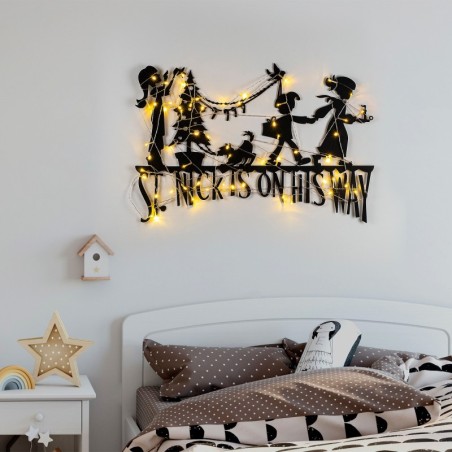 Decoración pared de metal XMASBLACK-11 negro 70x47 cm