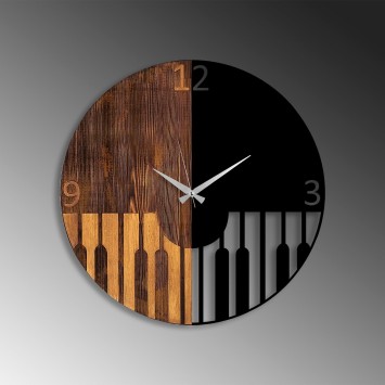 Reloj de pared madera Piano nogal negro 56x3x56 cm