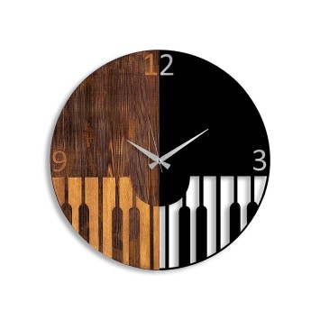 Reloj de pared madera Piano nogal negro 56x3x56 cm