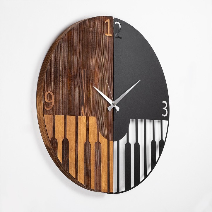 Reloj de pared madera Piano nogal negro 56x3x56 cm