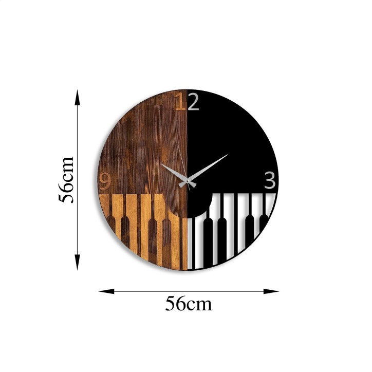 Reloj de pared madera Piano nogal negro 56x3x56 cm