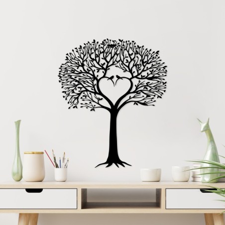 Decoración pared de metal Love Tree negro 59x70 cm