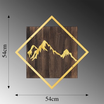 Decoración pared de madera Mountain oro nogal 54x54 cm