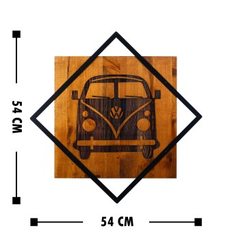 Decoración pared de madera Old Car nogal negro 54x54 cm