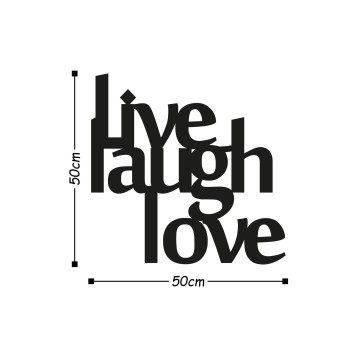 Decoración pared de metal Live Laugh Love negro 50x50 cm