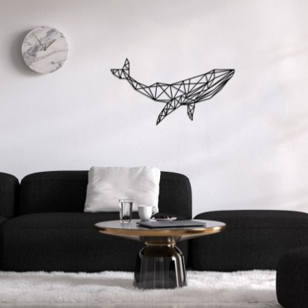 Decoración pared de metal Whale 1 negro 56x31 cm