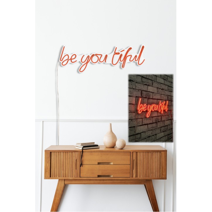 Iluminación LED decorativa de plástico Be you tiful rojo 57x19.5x2 cm