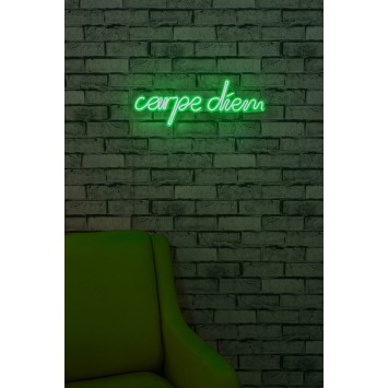 Iluminación LED decorativa de plástico Carpe Diem verde 53x20x2 cm