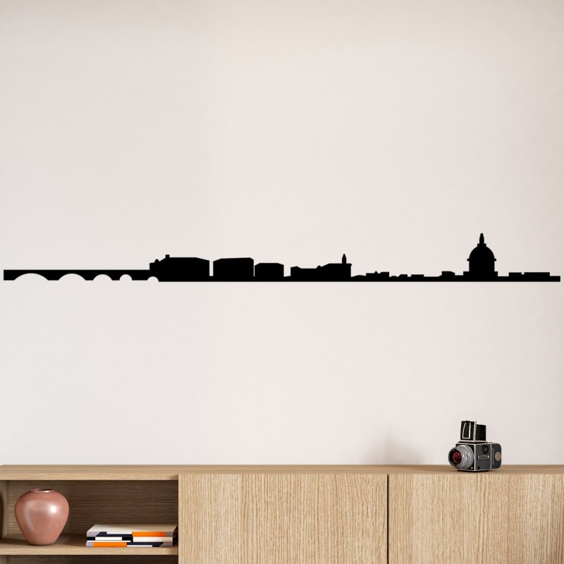 Decoración pared de metal Toulouse Skyline negro 120x10 cm