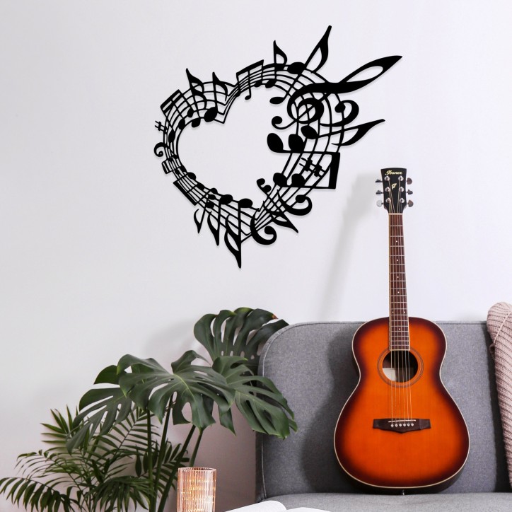 Decoración pared de metal Musical 5 negro 70x68 cm