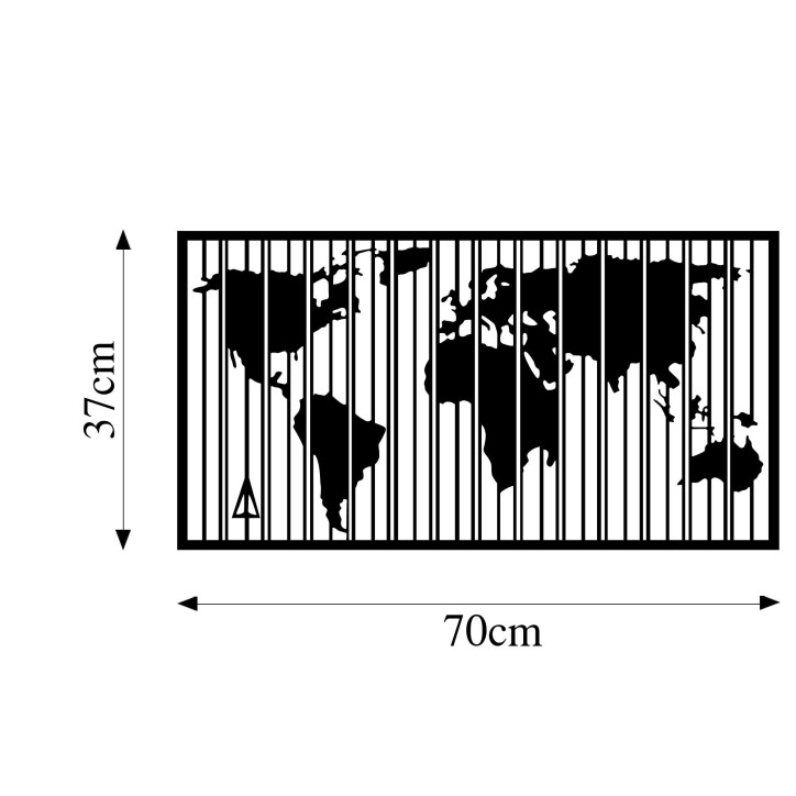 Decoración pared de metal Wold Map- 284 S negro 70x37 cm