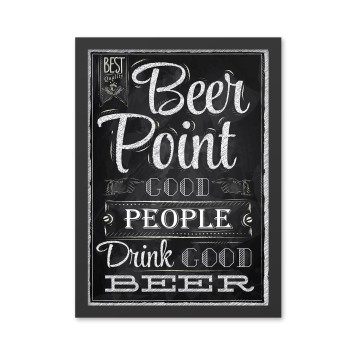 Pintura decorativa enmarcada MDF Beer Point (35 x 45) blanco negro 35x45 cm