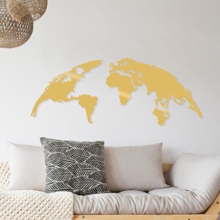 Decoración pared de metal World Map Large oro 150x59 cm