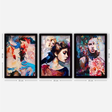 Cuadro decorativo enmarcado 3SC160 multicolor 35x45 cm (3 piezas)