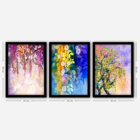 Cuadro decorativo enmarcado 3SC181 multicolor 35x45 cm (3 piezas)