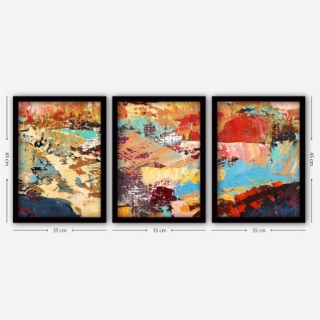 Cuadro decorativo enmarcado 3SC197 multicolor 35x45 cm (3 piezas)