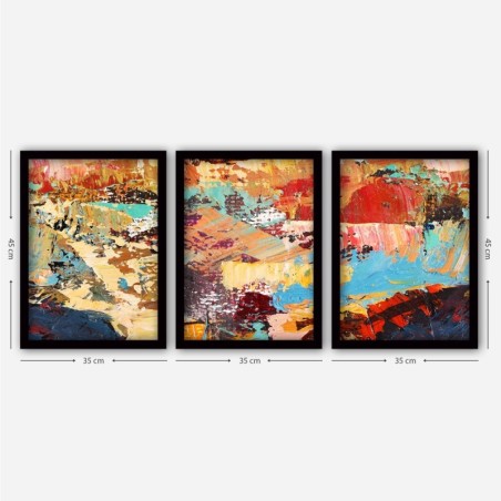 Cuadro decorativo enmarcado 3SC197 multicolor 35x45 cm (3 piezas)