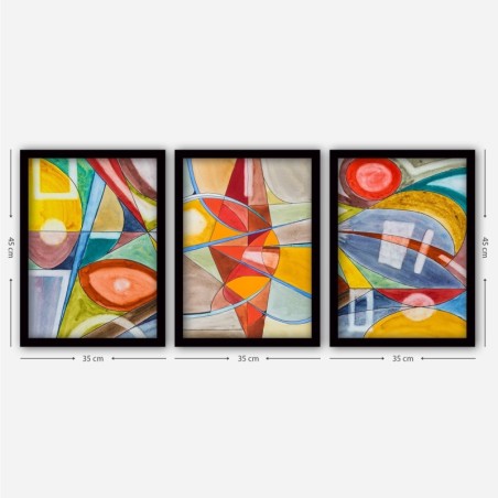 Cuadro decorativo enmarcado 3SC22 multicolor 35x45 cm (3 piezas)