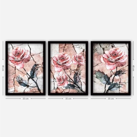 Cuadro decorativo enmarcado 3SC66 multicolor 35x45 cm (3 piezas)