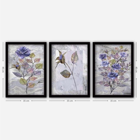 Cuadro decorativo enmarcado 3SC68 multicolor 35x45 cm (3 piezas)