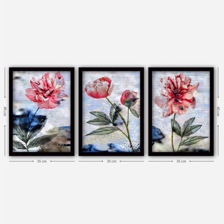 Cuadro decorativo enmarcado 3SC84 multicolor 35x45 cm (3 piezas)