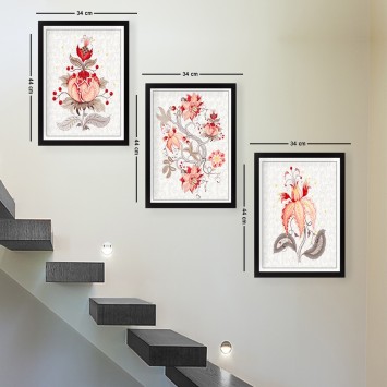 Cuadro decorativo enmarcado SET_107 multicolor 34x44 cm (3 piezas)