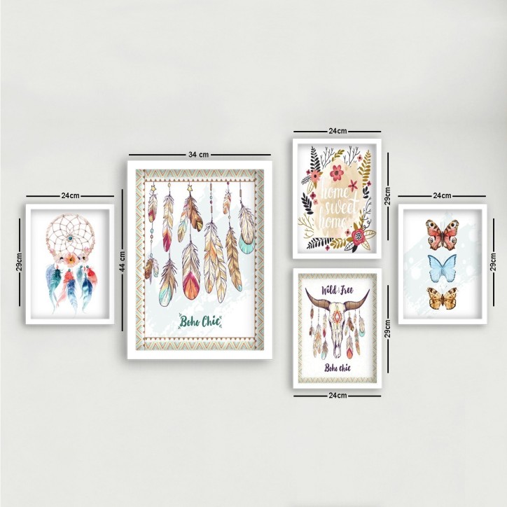 Cuadro decorativo enmarcado SET_116 multicolor 24x29 cm (4 piezas) 34x44 cm (1 pieza) Cuadro decorativo enmarcado SET_116 multicolor 24x29 cm (4 piezas) 34x44 cm (1 pieza)