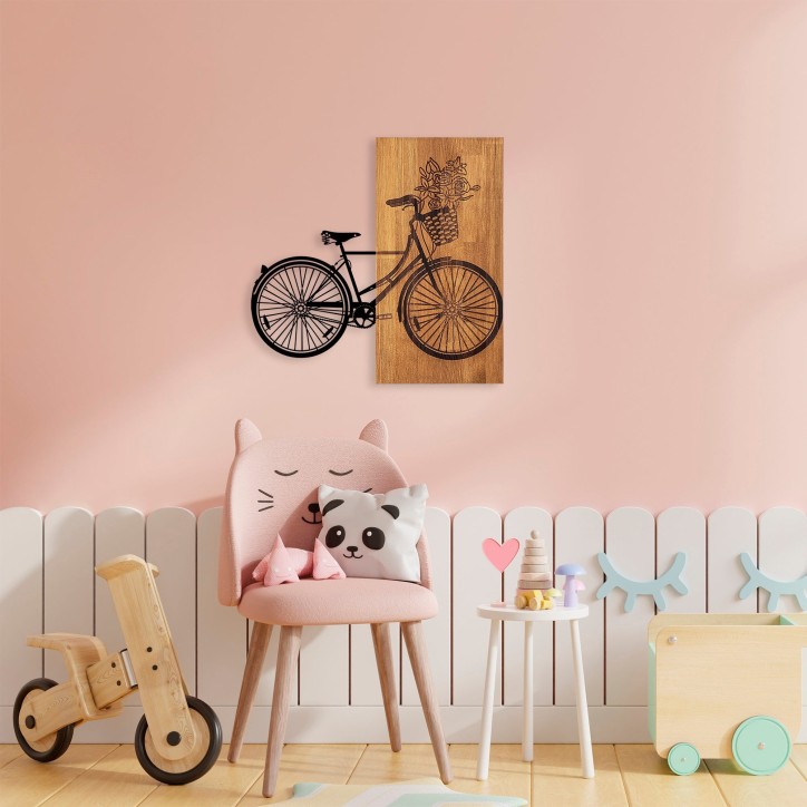 Decoración pared de madera Historical Floral Bike- M 377 nogal negro 60x58 cm