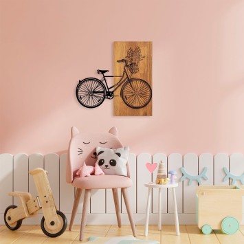 Decoración pared de madera Historical Floral Bike - M 377 nogal negro 60x58 cm