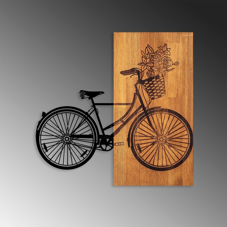 Decoración pared de madera Historical Floral Bike- M 377 nogal negro 60x58 cm