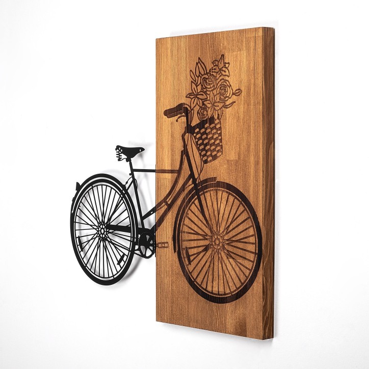 Decoración pared de madera Historical Floral Bike- M 377 nogal negro 60x58 cm