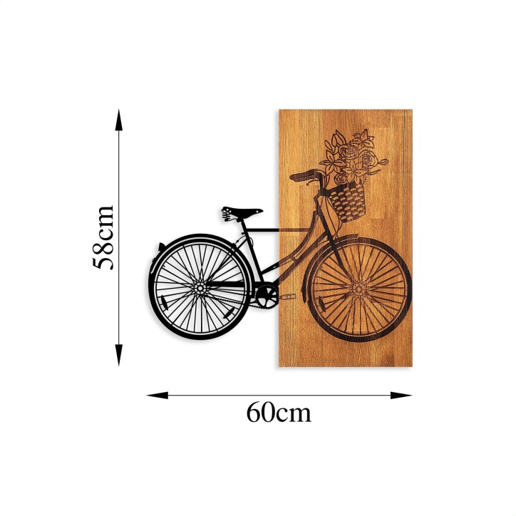 Decoración pared de madera Historical Floral Bike- M 377 nogal negro 60x58 cm