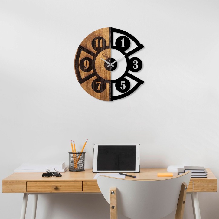 Reloj de pared madera Pizza Slice nogal negro 56x3x56 cm