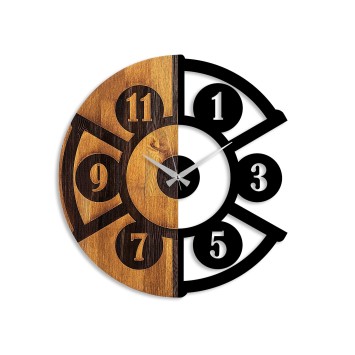 Reloj de pared madera Pizza Slice nogal negro 56x3x56 cm