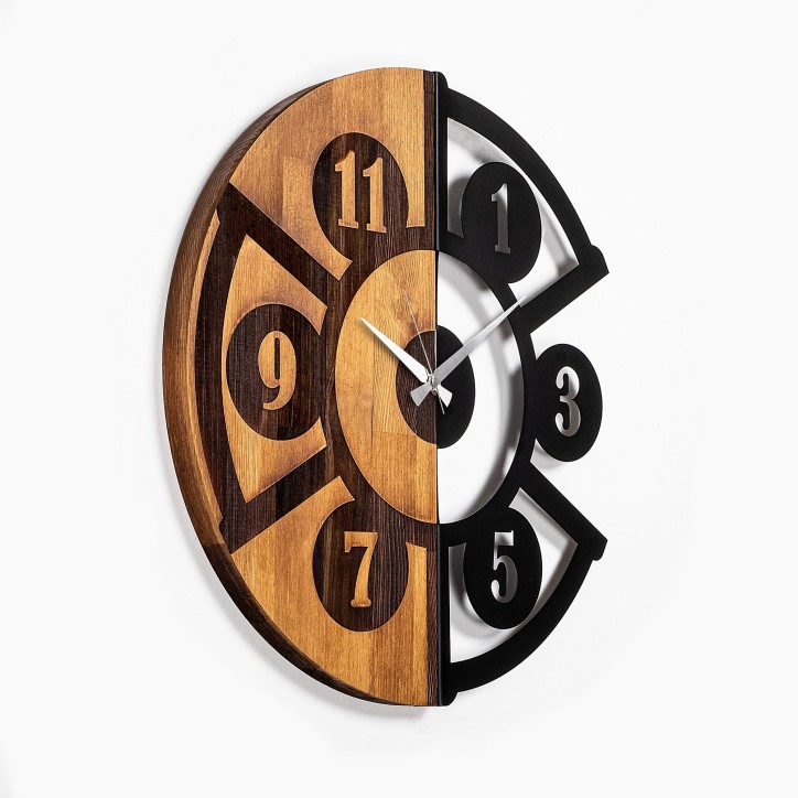 Reloj de pared madera Pizza Slice nogal negro 56x3x56 cm