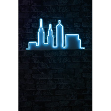 Iluminación LED decorativa de plástico City Skyline azul 32x61x2 cm