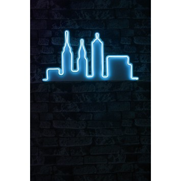 Iluminación LED decorativa de plástico City Skyline azul 32x61x2 cm