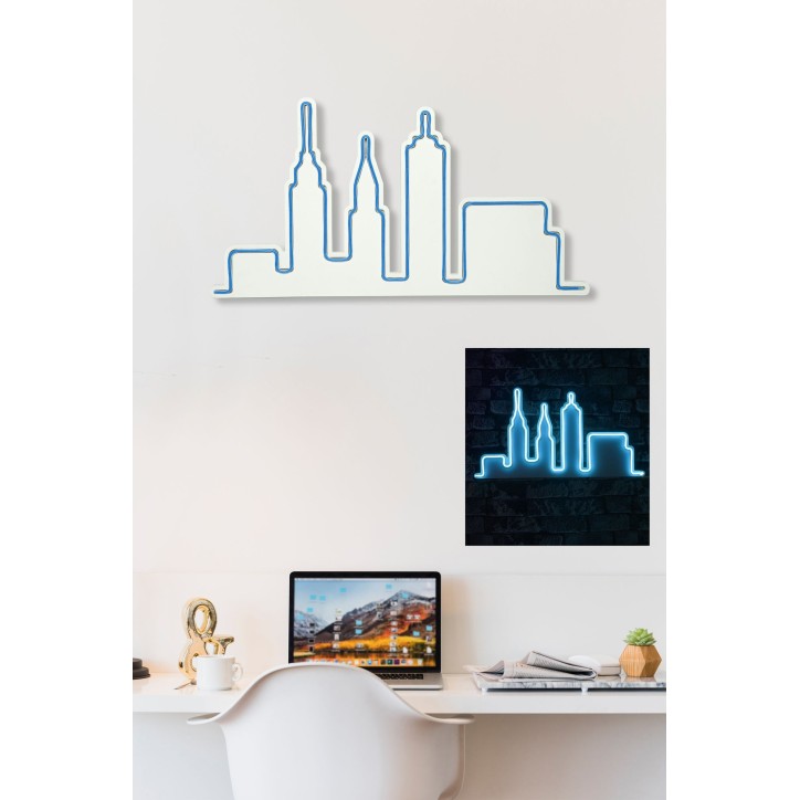 Iluminación LED decorativa de plástico City Skyline azul 32x61x2 cm