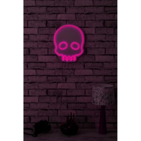 Iluminación LED decorativa de plástico Skull rosa 28x35x2 cm