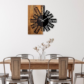 Reloj de pared madera Modelo 40 nogal claro negro 56x3x58 cm