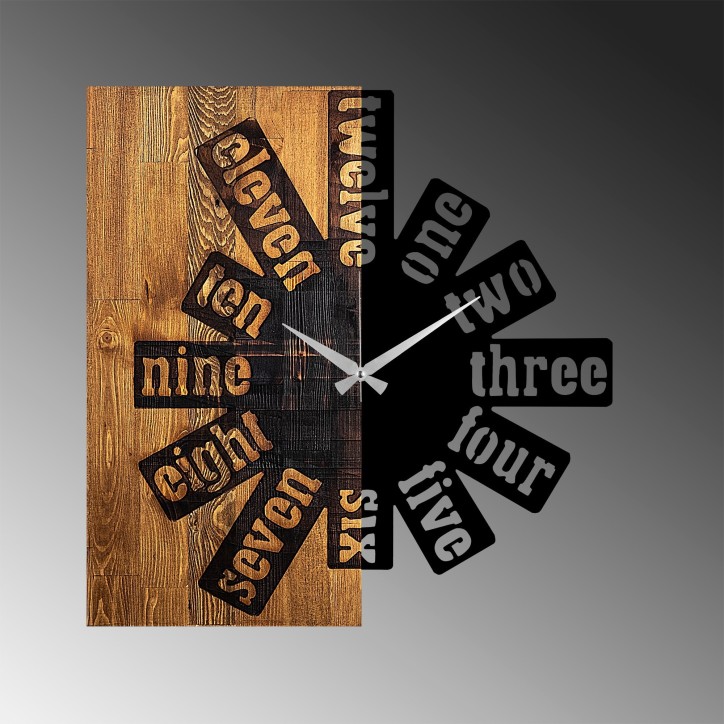 Reloj de pared madera Modelo 40 nogal claro negro 56x3x58 cm