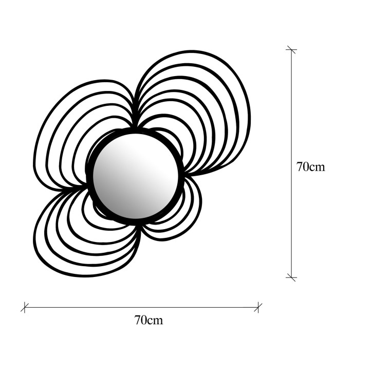 Espejo decorativo Gezegen negro 70x2x70 cm