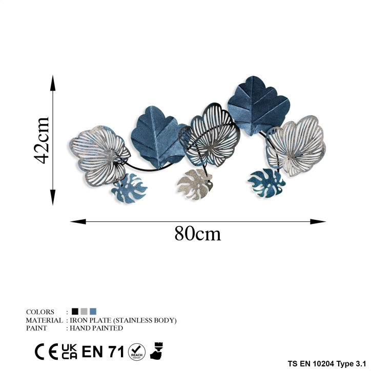 Decoración pared de metal Zhoushan 3 multicolor 80x42 cm