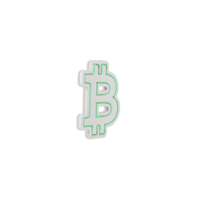 Iluminación LED decorativa de plástico Bitcoin verde 16x35x2 cm