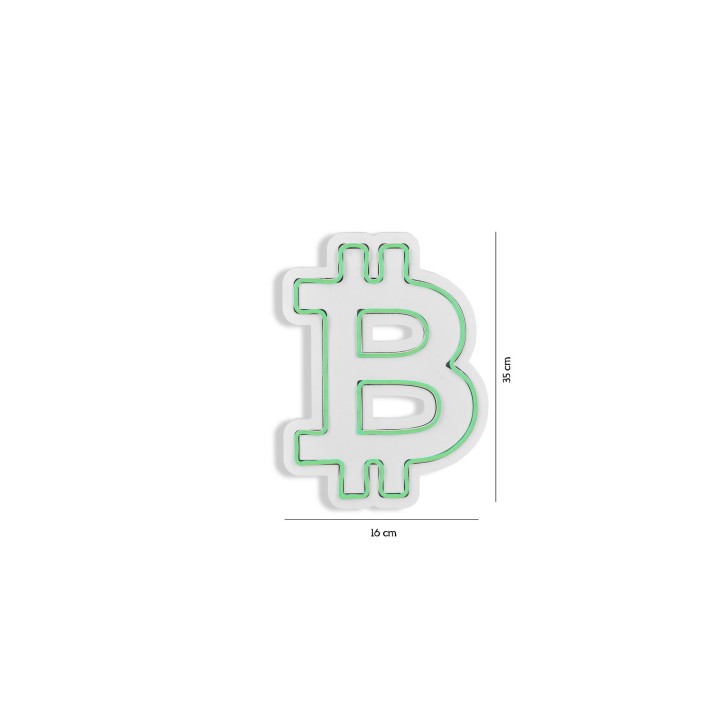 Iluminación LED decorativa de plástico Bitcoin verde 16x35x2 cm