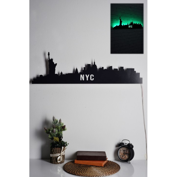 Iluminación LED decorativa NYC Skyline verde 80x24 cm