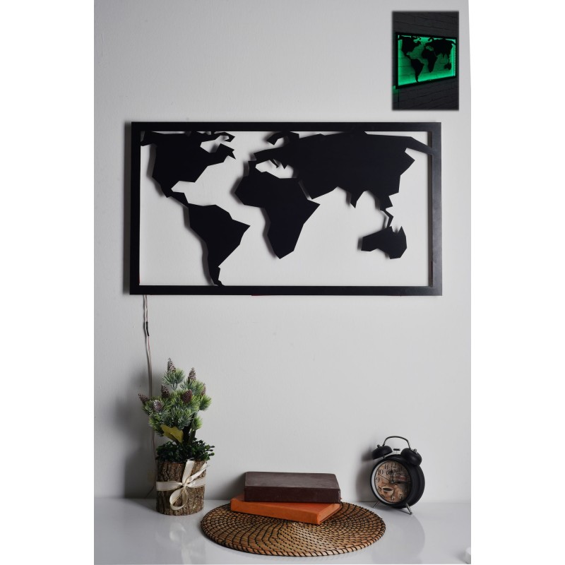 Iluminación LED decorativa World Map 2 verde 71x40 cm