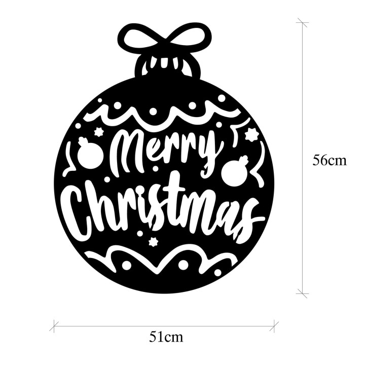 Decoración pared de metal XMASBLACK-7 negro 51x56 cm