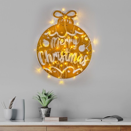 Decoración pared de metal XMASGOLD-7 oro 51x56 cm